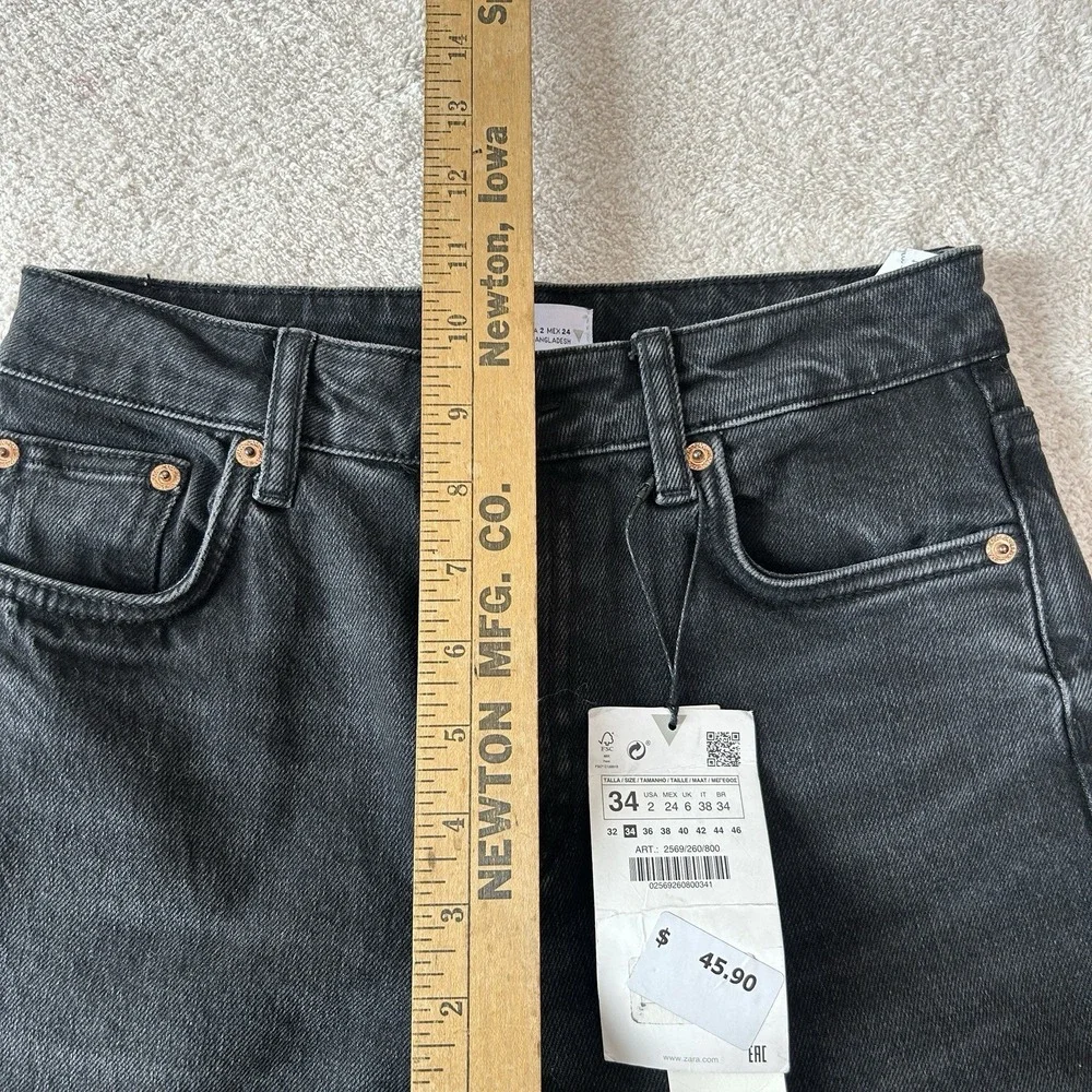 Zara Womens The‎ Skinny Jean With Split Hem Black/Gray Wash Size 2